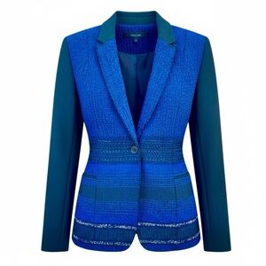 Elie Tahari Royal Blue and Black Tweed Blazer 12